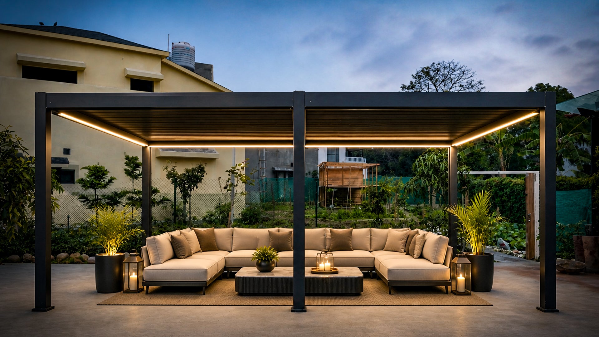 13×19 ft motorized pergola for a Rishikesh home